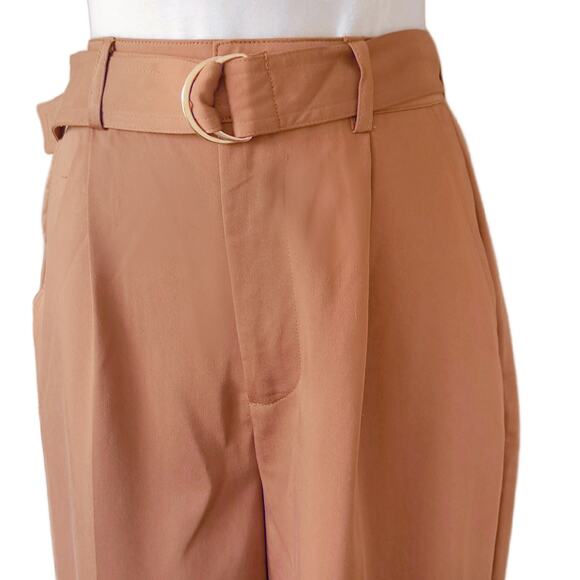 7 For All Mankind Cognac High Waist Wide Leg Pant Small Belted Fall Camel Brown - Picture 3 of 8